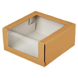 Коробка для торта 18 см*18 см*10 см с окном крафт