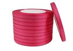 Лента атласная 0,6 см Насыщенно-малиновый 23 м